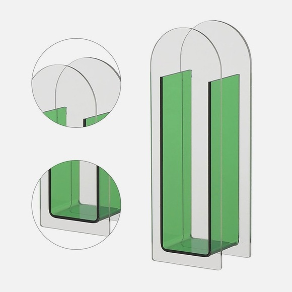 Modern Green and Clear Acrylic Flower Vase - Picture 2 of 3